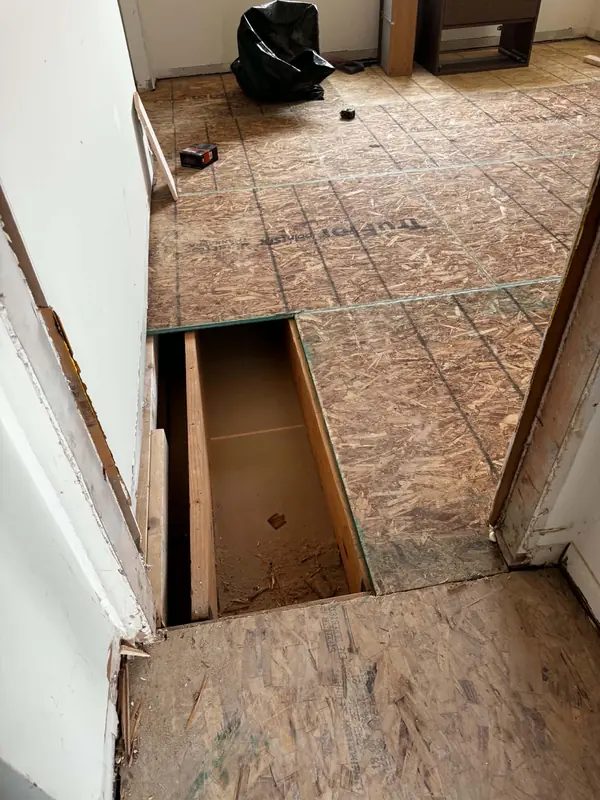 New tongue-and-groove subfloor going down
